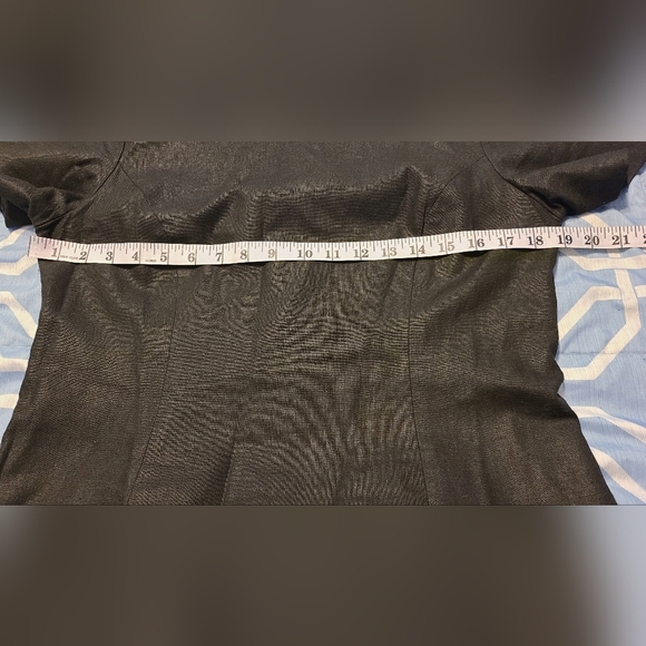 Black Sheath Dress 10 Shoulder Pads Lined Linen Blend Adolfo Studio VTG - Picture 5 of 8